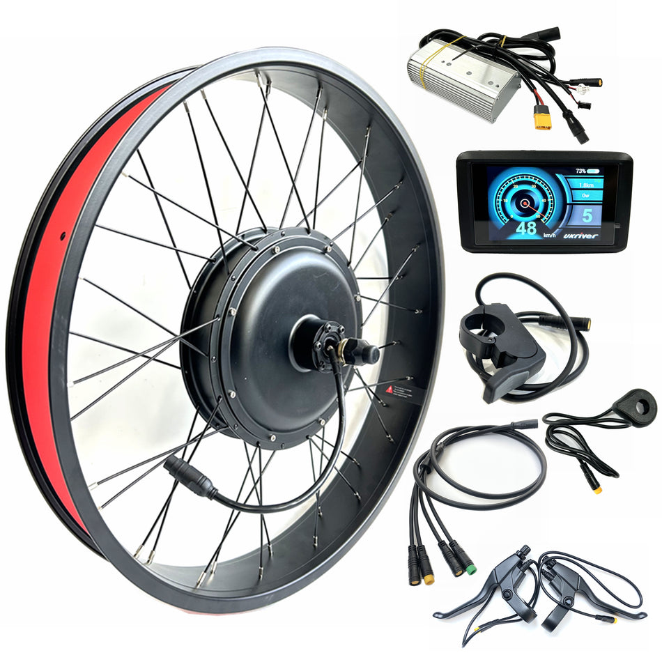 48V1000W Electric Fat Bike 26x4.0inch Hub Motor Kit Rear Drive with Color Display Snow E-Bike Conversion Kit Waterproof 170mm Dropout Big Foot Bike
