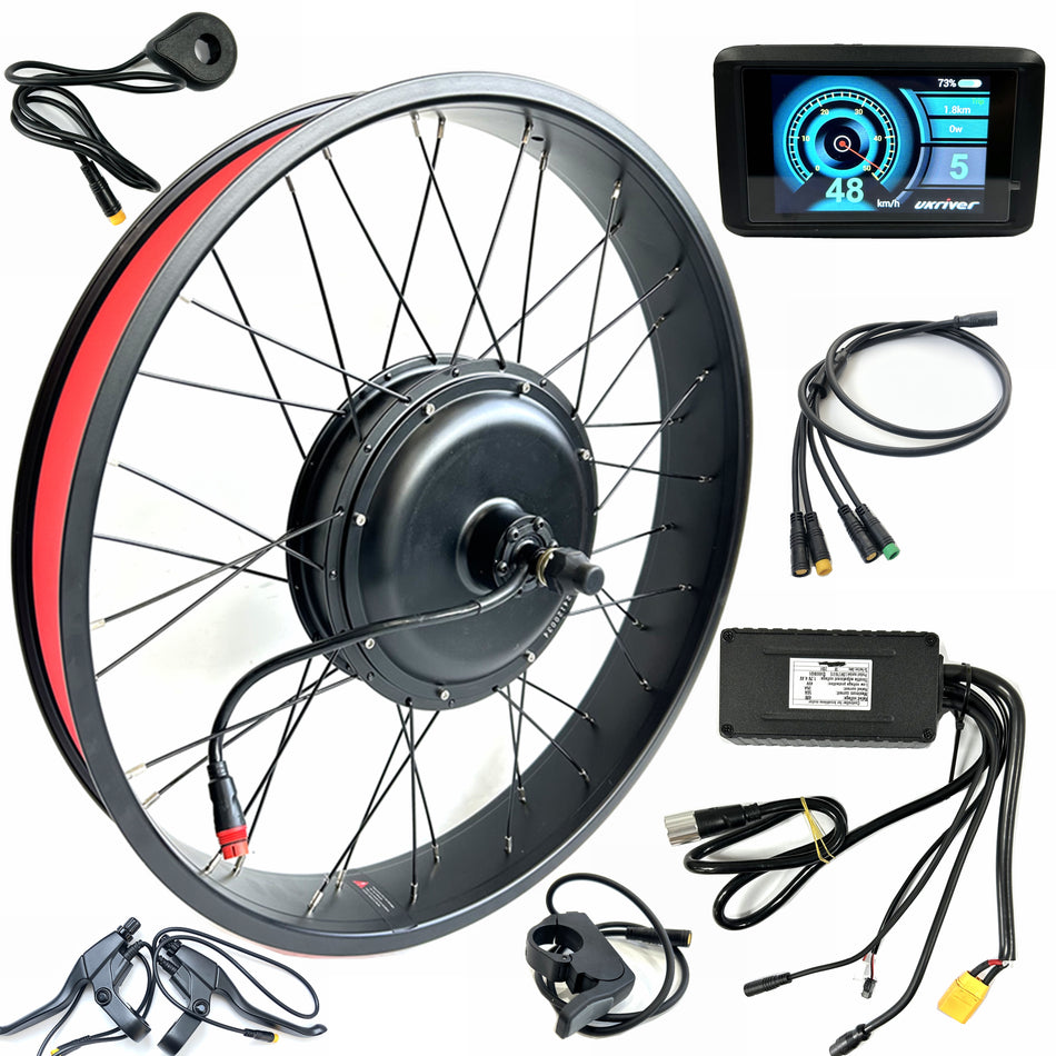 48V2000W Electric Bicycle Fat Bike 26x4.0inch Hub Motor Kit Rear Drive with Color Display Snow E-Bike Conversion Kit Waterproof Engine
