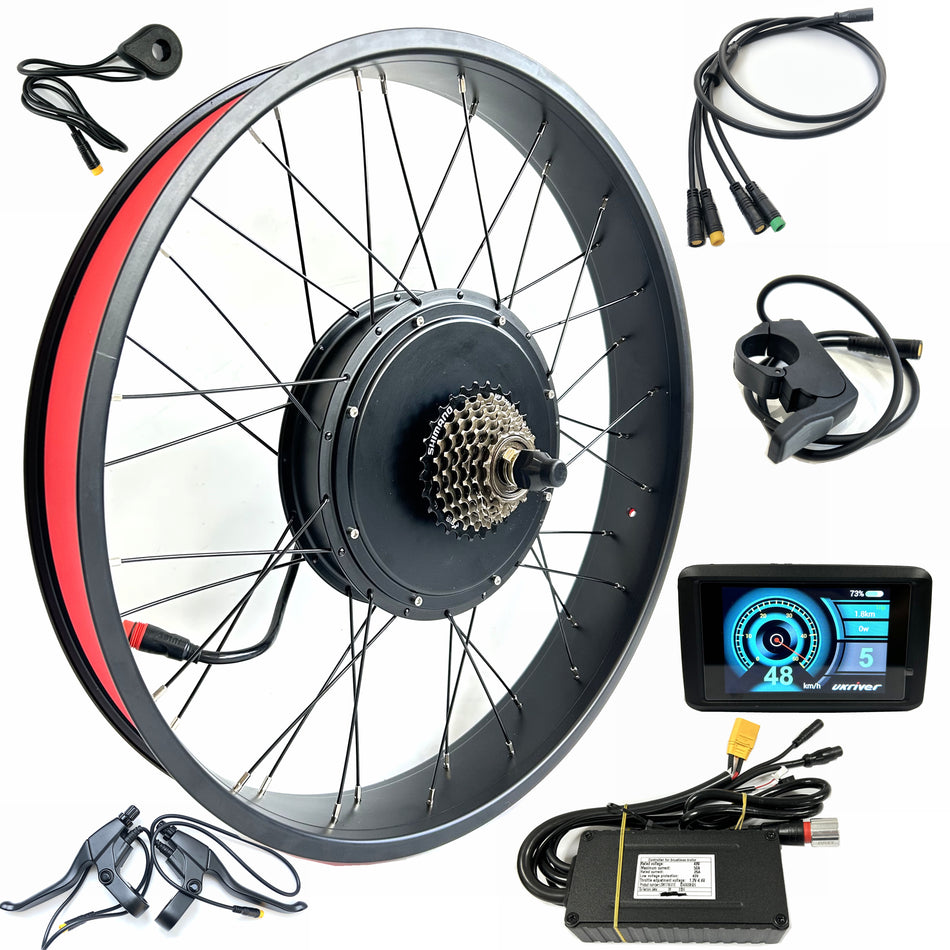 48V2000W Electric Bicycle Fat Bike 26x4.0inch Hub Motor Kit Rear Drive with Color Display Snow E-Bike Conversion Kit Waterproof Engine