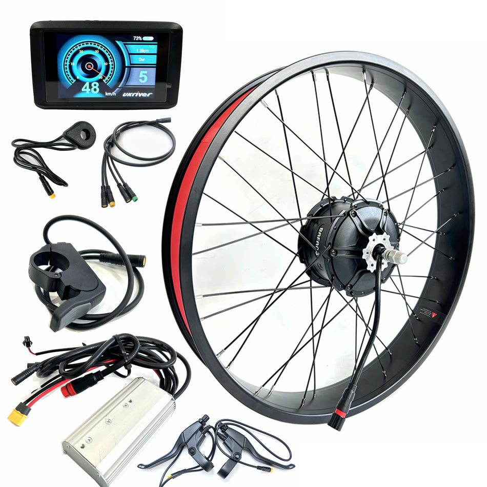 BAFANG 48V1000W Electric Fat Bike Rear Motor Kit 26x4.0 inch Double Wall Rim TFT Color Display 175 Dropout Waterproof kit