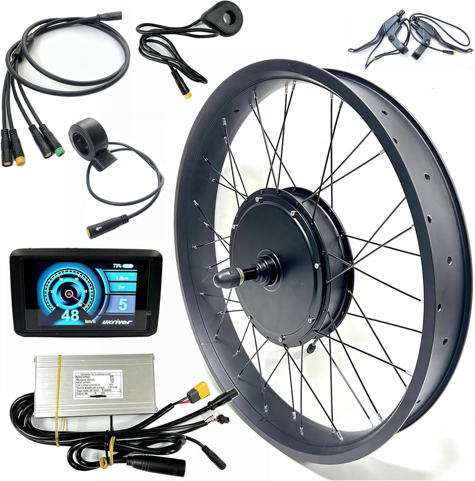 48V1000W Electric Fat Bike 26x4.0inch Hub Motor Kit Rear Drive with Color Display Snow E-Bike Conversion Kit Waterproof 170mm Dropout Big Foot Bike