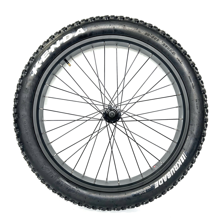 Fat Bike Front Wheel 26''x4.0 Tyre Hub Spokes Black Alloy Aluminum Snow Bicycle fatbike Rim wheel 26 Bolt On
