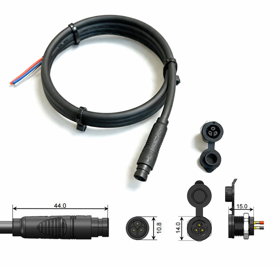 Z311 Higo Charger Cable Connector 3pin UL Certificate Electric Bike Battery Charging Put L=1200mm Panel Mount Battery Cable Bike