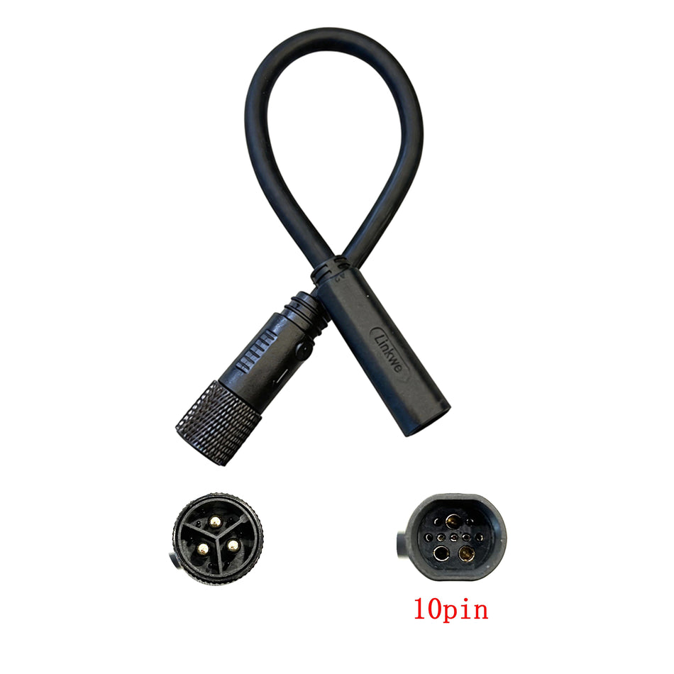Linkwe Hub Motor Cable Z1013B Female L915 Male Cable Adapter  Connector 10pin Female 3+7 Wire With L915 Screw Locking Plug
